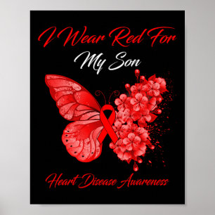 Affiche Papillon Je Porte Du Rouge Pour Mon Fils Maladie C