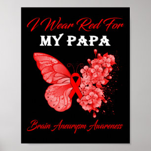 Affiche Papillon Je Porte Du Rouge Pour Mon Papa Anévrisme