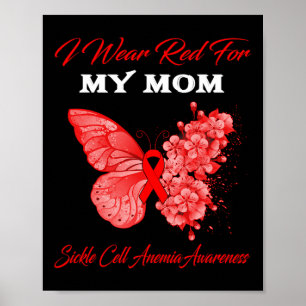 Affiche Papillon Je Porte Le Rouge Pour Ma Mère Anémie Cel