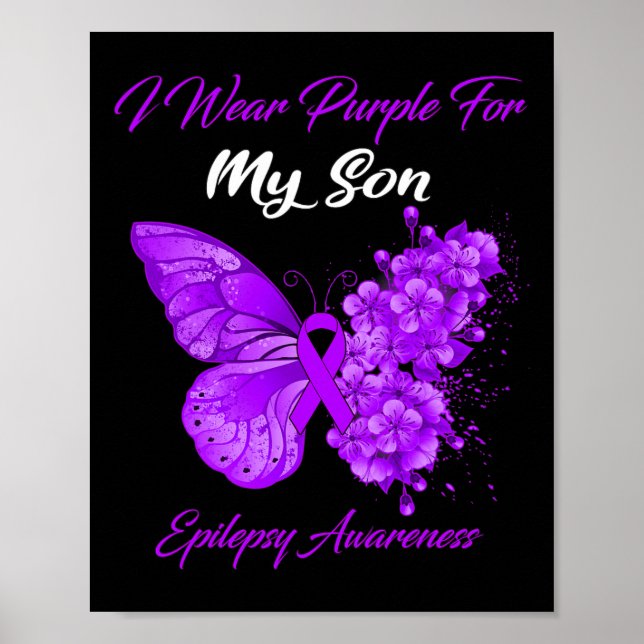 Affiche Papillon Je Porte Le Violet Pour Mon Fils Epilepsi (Devant)