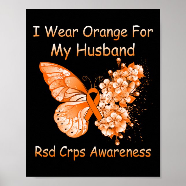 Affiche Papillon Je Porte Orange Pour Mon Mari Rsd Crps Aw (Devant)