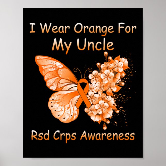Affiche Papillon Je Porte Orange Pour Mon Oncle Rsd Crps A (Devant)