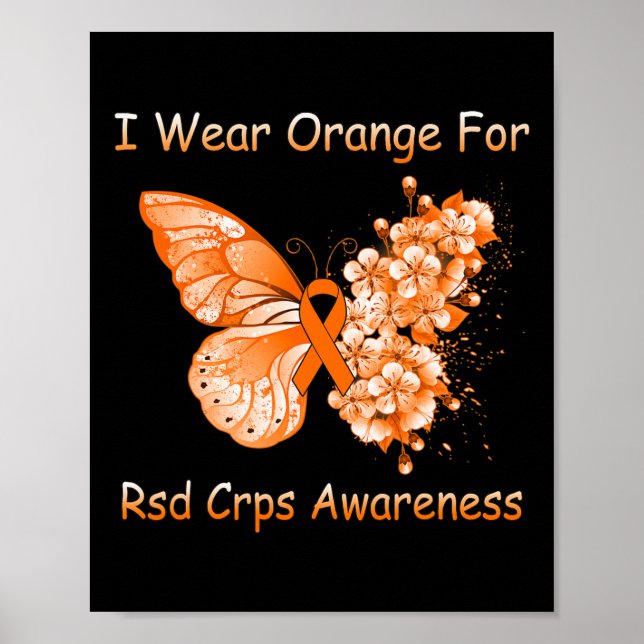 Affiche Papillon Je Porte Orange Pour RSD CRPS Sensibilisa (Devant)