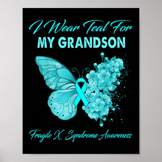 Affiche Papillon Je Porte Turquoise Pour Mon Petit-Fils Fr (Devant)