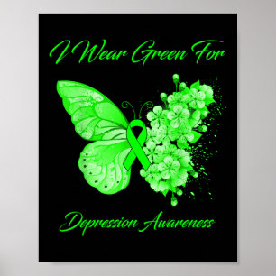 Affiche Papillon Je Porte Vert Pour La Sensibilisation À L