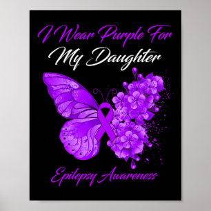 Affiche Papillon Je Porte Violet Pour Ma Fille Épilepsie A