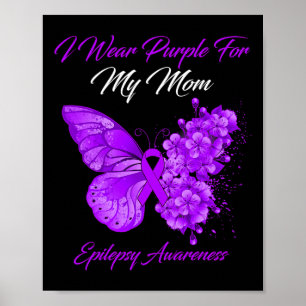 Affiche Papillon Je Porte Violet Pour Ma Mère Épilepsie