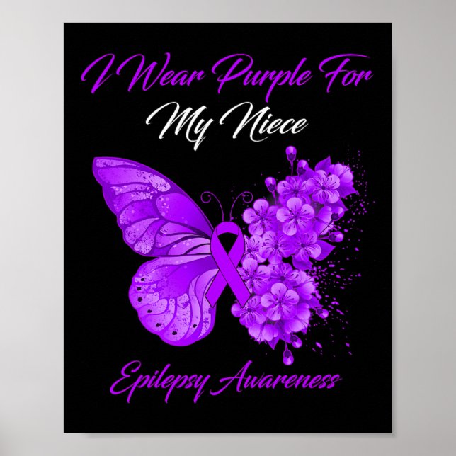 Affiche Papillon Je Porte Violet Pour Ma Nièce Epilepsie A (Devant)