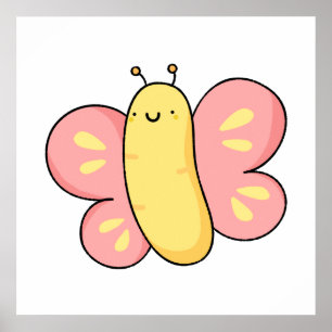 Affiche Papillon Kawaii mou