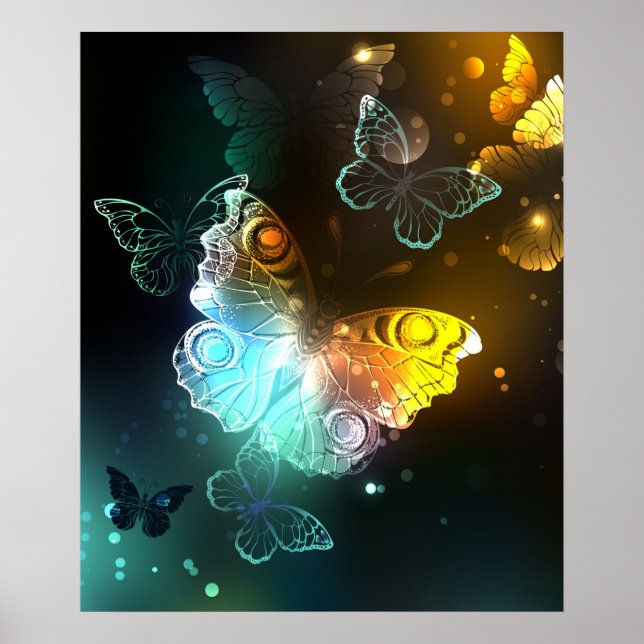 Affiche Papillon lumineux et papillons de nuit (Devant)