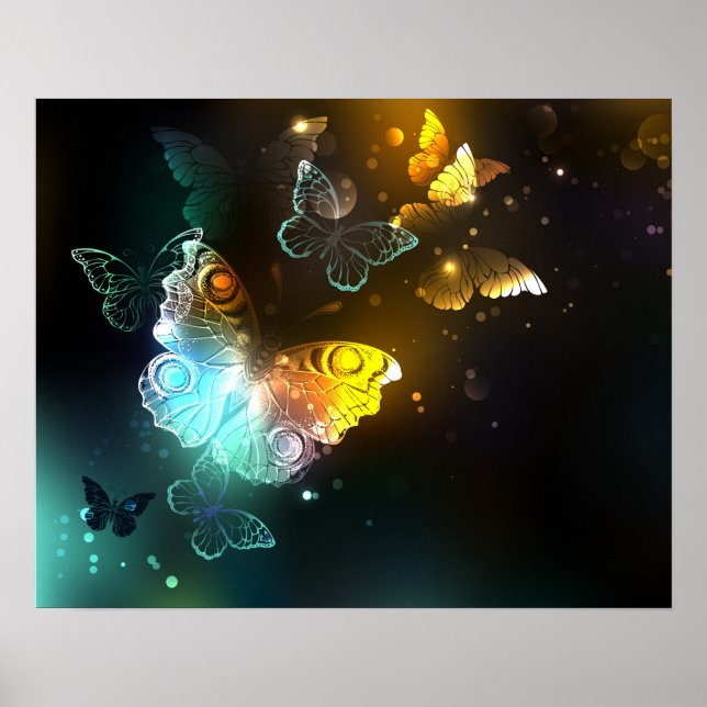 Affiche Papillon lumineux et papillons de nuit (Devant)