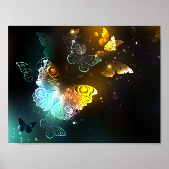Affiche Papillon lumineux et papillons de nuit (Devant)