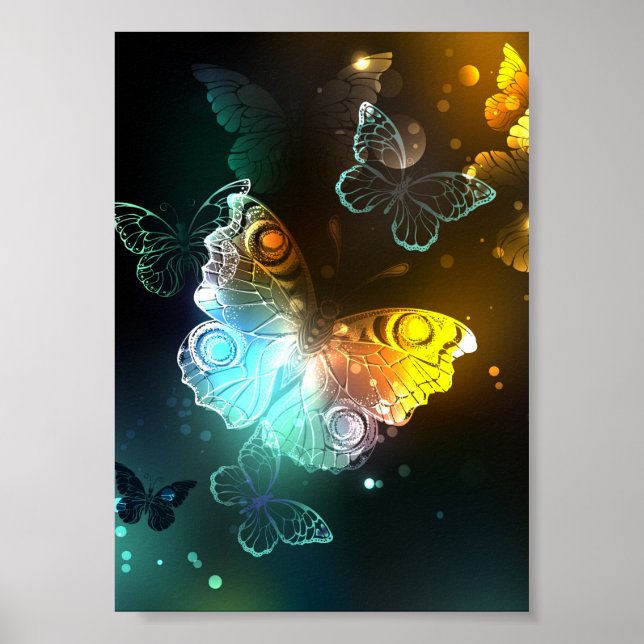 Affiche Papillon lumineux et papillons de nuit (Devant)