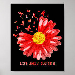 Affiche Papillon Marguerite Ruban Rouge Sensibilisation au