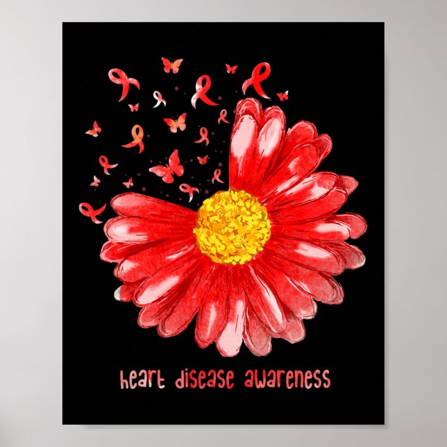 Affiche Papillon Marguerite Ruban Rouge Sensibilisation au (Devant)