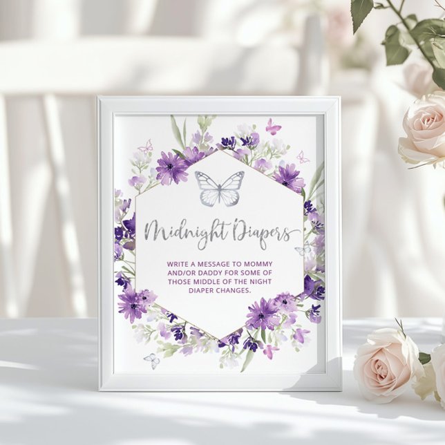 Affiche Papillon mauve floral Papillon Midnight couches Po (Créateur téléchargé)