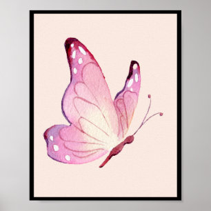 Affiche Papillon minimaliste rose moderne