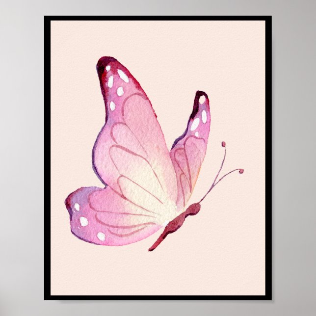 Affiche Papillon minimaliste rose moderne (Devant)
