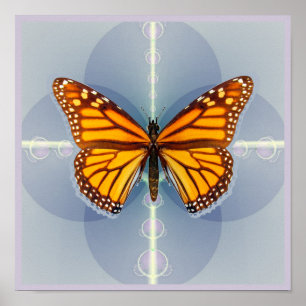Affiche Papillon Monarque Art Géométrique Numérique