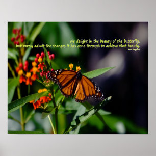 Affiche Papillon monarque avec Maya Angelou citation