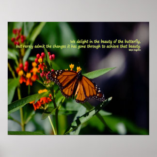 Affiche Papillon monarque avec Maya Angelou citation