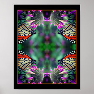 Affiche Papillon Monarque Sur Fleur Fermer Abstrait