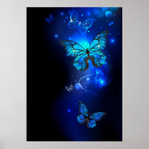 Affiche Papillon Morpho sur fond sombre