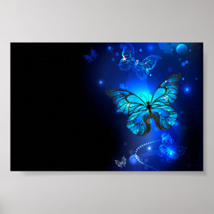Affiche Papillon Morpho sur fond sombre