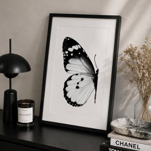 Affiche Papillon Noir & Blanc Minimaliste pour Mur