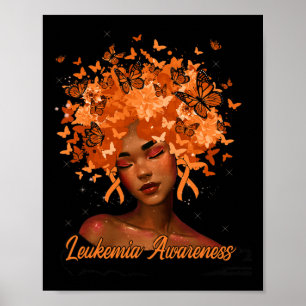 Affiche Papillon Orange Ruban Leucémie Sensibilisation Fil