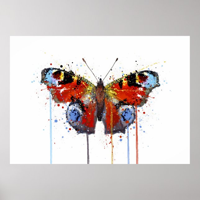 Affiche Papillon Paon-du-jour (Devant)