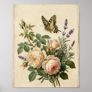 Affiche Papillon Papillon Paeonia Botanical II