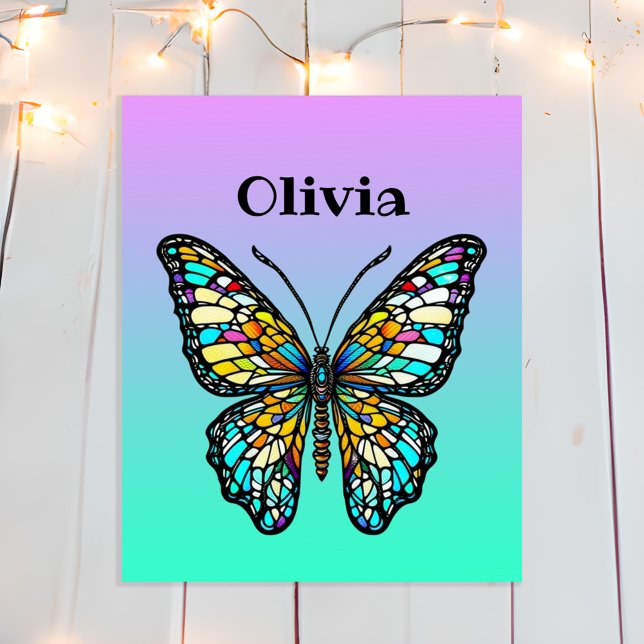 Affiche Papillon Personnalisé en Verre Coloré (Créateur téléchargé)