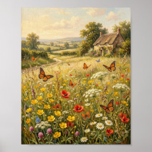 Affiche Papillon Prairie de Fleurs Sauvages Cottage I