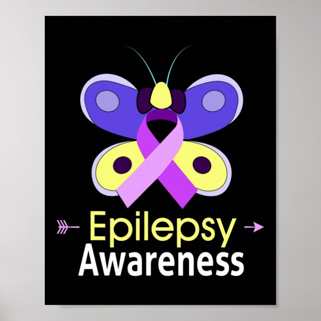 Affiche Papillon Purple Ribbon Epilepsie Support de sensib (Devant)