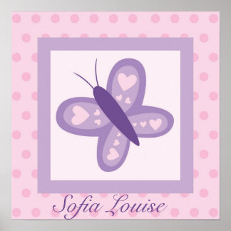 Affiche Papillon rose et violet