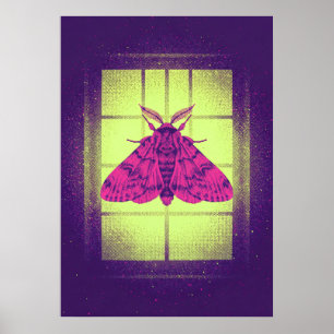 Affiche Papillon Rose Néon Fenêtre Citron Art Pop