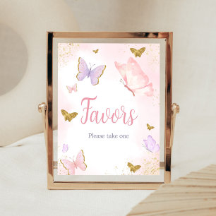 Affiche Papillon rose Or Faveurs Printemps