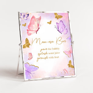 Affiche Papillon rose or violet Baby shower Maman Osa Bar