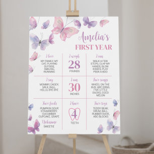 Affiche Papillon rose pourpre Premier anniversaire Jalon