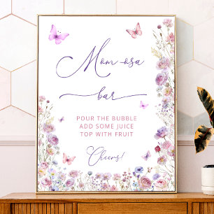 Affiche Papillon rose violet Jardin Maman-osa Bar