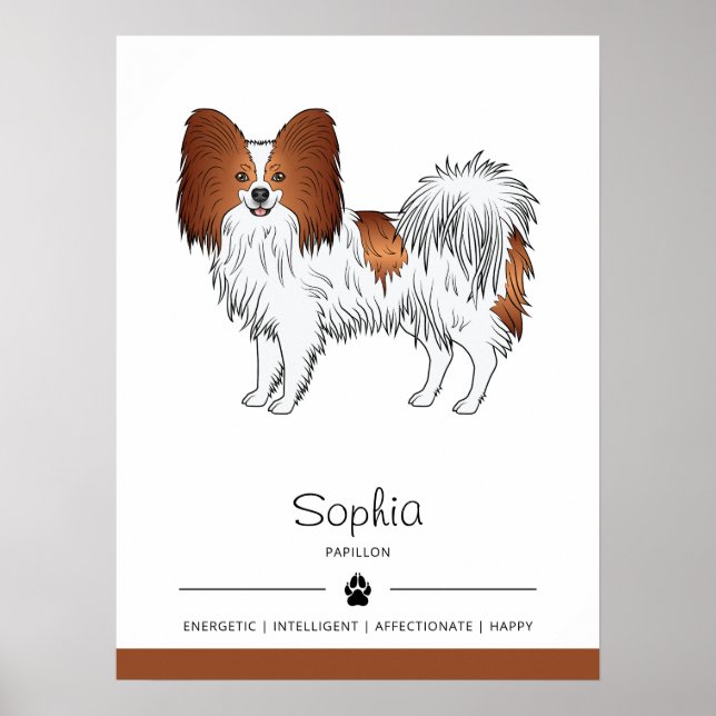 Affiche Papillon Rouge Et Blanc Mignon Chien Avec Texte Pe (Devant)