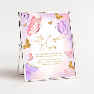 Affiche Papillon rouge rose Or Diapositives nocturnes