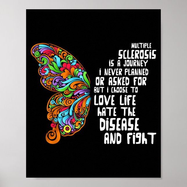 Affiche Papillon Ruban Orange Sclérose en Plaques (Devant)