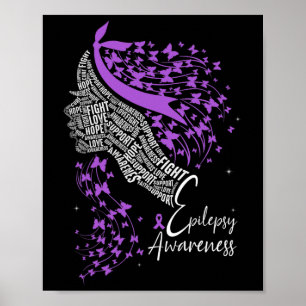 Affiche Papillon Ruban Violet Sensibilisation à l'Épilepsi