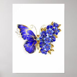 Affiche Papillon saphir à fleurs