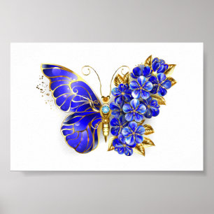 Affiche Papillon saphir à fleurs