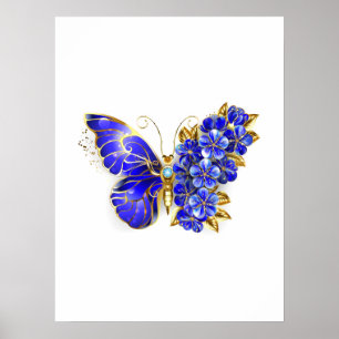 Affiche Papillon saphir à fleurs