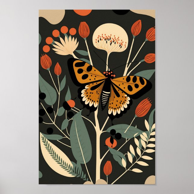 Affiche Papillon scandinave danois Scandi Art Imprimer (Devant)