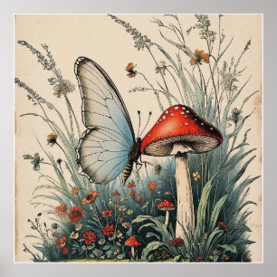 Affiche Papillon sous la Fleur